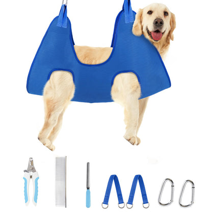 Supet Dog Grooming Hammock for Small Dogs Cat, Relaxation Pet Grooming Hammock Restraint for Nail Trimming (Coral Blue, S（ Legs Spacing：7-10.2" / Max W：15-35LBS）)