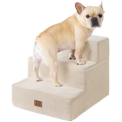 EHEYCIGA Dog Stairs for Bed 18”H, 4-Step Dog Steps for High Bed, Pet Steps for Small Dogs and Cats, Non-Slip Balanced Pet Ramp Indoor, Grey