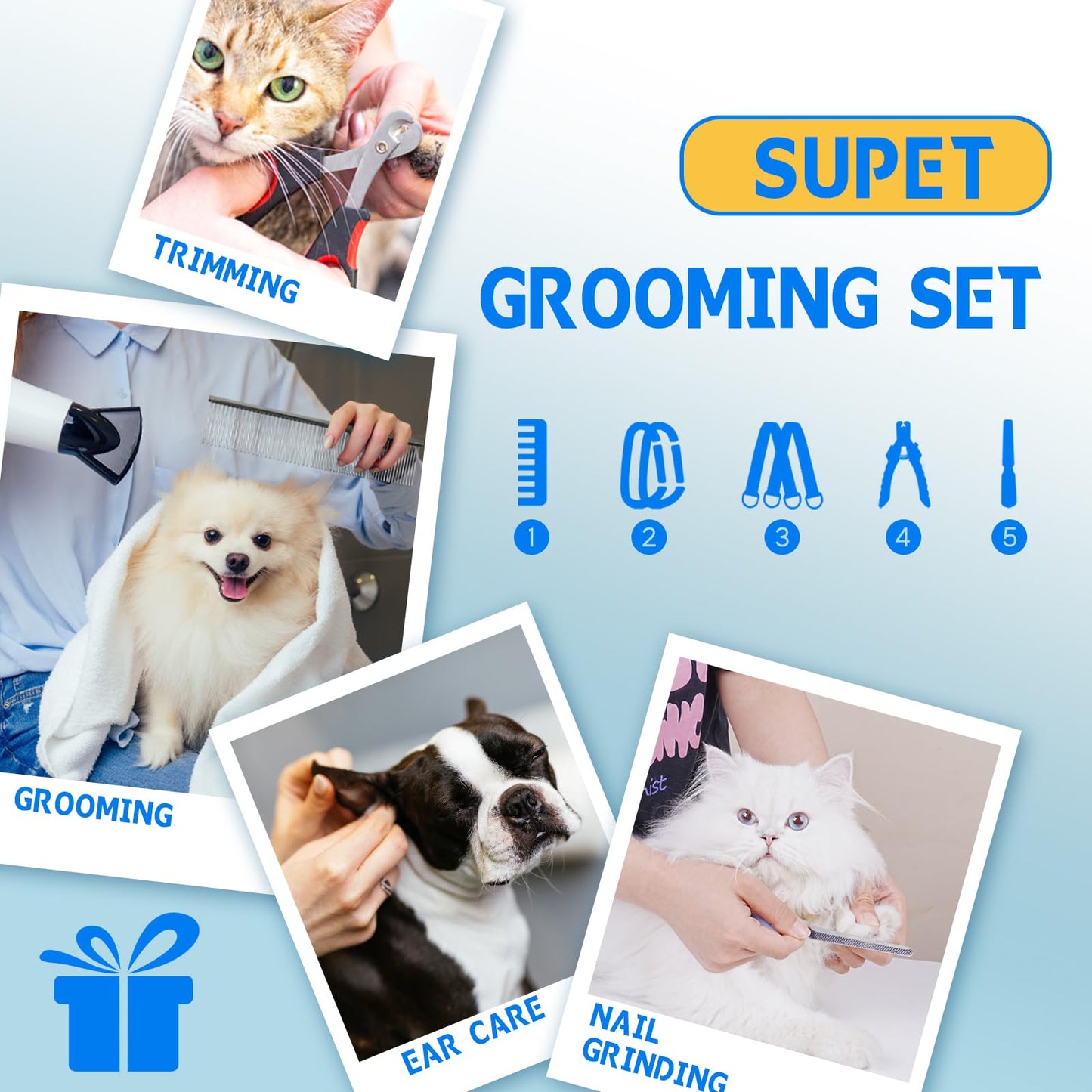 Supet Dog Grooming Hammock for Small Dogs Cat, Relaxation Pet Grooming Hammock Restraint for Nail Trimming (Coral Blue, S（ Legs Spacing：7-10.2" / Max W：15-35LBS）)