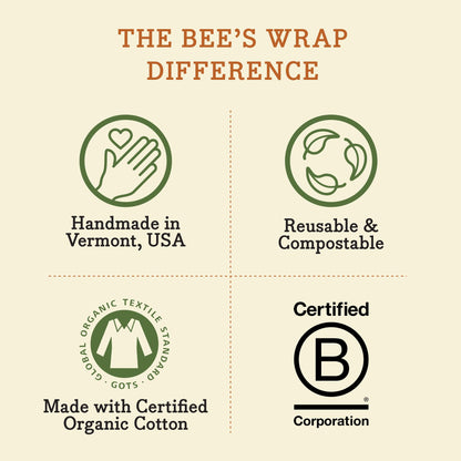 Bee's Wrap Reusable Vegan Alternative to Beeswax Food Wraps, Made in the USA, Eco Friendly Food Wraps, Sustainable Food Storage Containers, Organic Food Wraps, Bread Wrap for Homemade Bread, Vegan