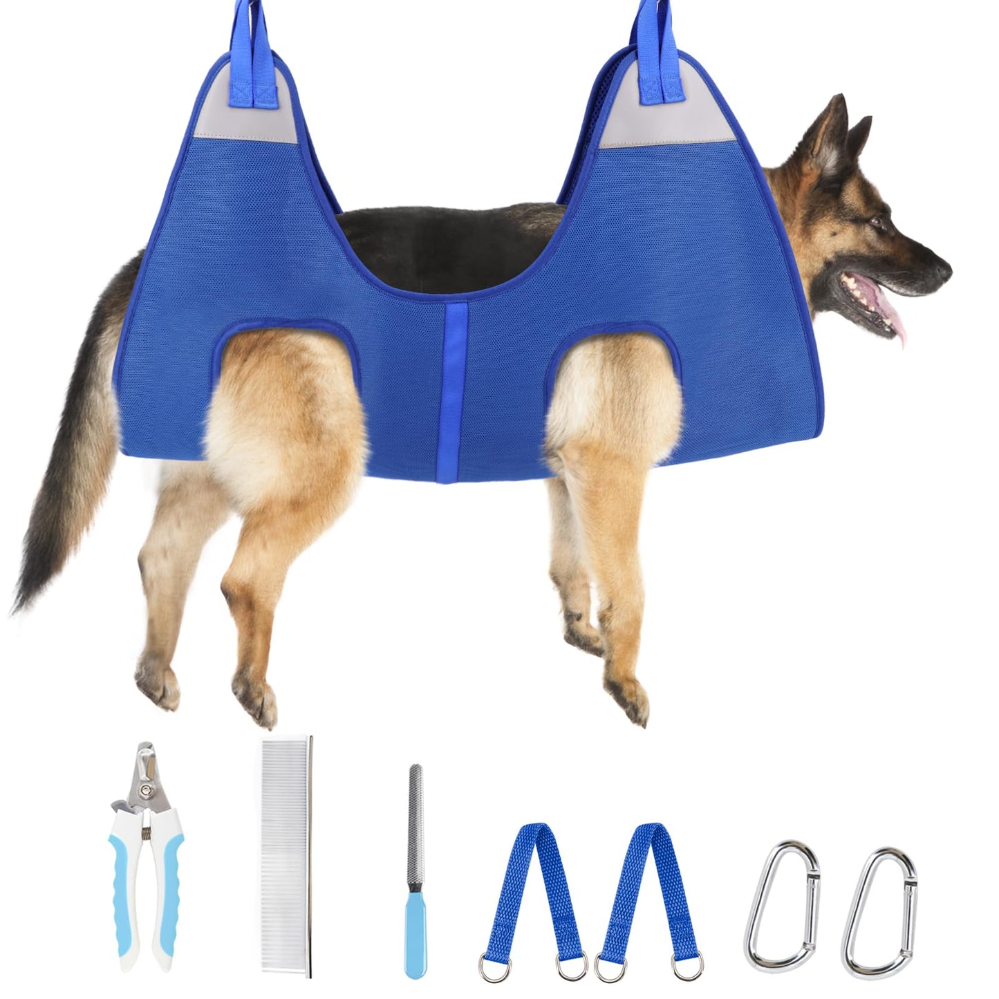 Supet Dog Grooming Hammock for Small Dogs Cat, Relaxation Pet Grooming Hammock Restraint for Nail Trimming (Coral Blue, S（ Legs Spacing：7-10.2" / Max W：15-35LBS）)