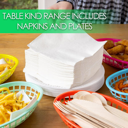 Table Kind - Paquete de 100 servilletas blancas suaves, servilletas de calidad para fiestas, catering y uso diario, ecológicas, desechables, compostables para el hogar, sostenibles y reciclables,