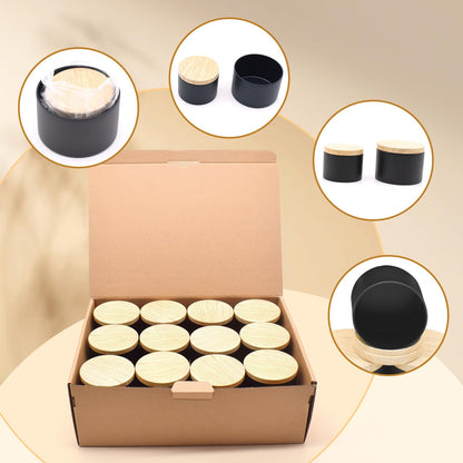 YJHSS 48-Pack White Candle Tins, 24pcs 8oz + 24pcs 4oz Candle tins with Metal Wood-Grain Printing Lids, Empty Candle Jars for Making Candles, Bulk Candle Containers Candle Making Jars for Christmas