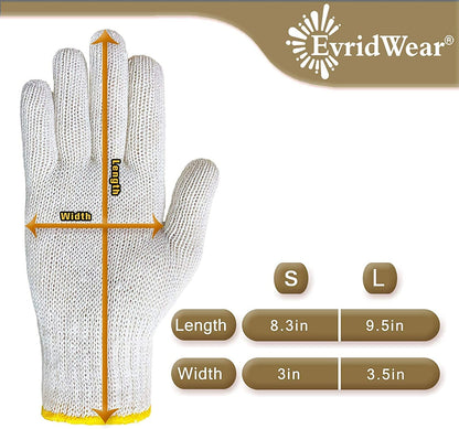 Evridwear Cotton Work Gloves Light-duty String Knit BBQ Glove Liner for Outdoor Cooking, Painting, Gardening 10/200 Pairs