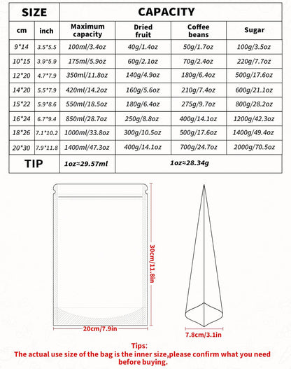 FireKylin 100 PCS Stand Up Pouches,3.5"x5.5" Kraft Bags With Window Clear Fornt Pouches Resealable Zip Lock Food Storage Brown