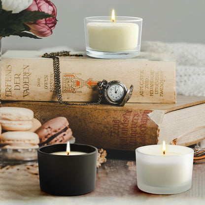 Thick Candle Jars for Making Candles 16 Pcs, 7 OZ Empty Jars with Wood Lids for Candle Making, Sample Container, Frosted White