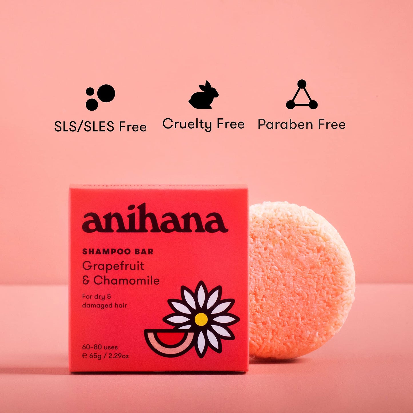 ANIHANA Shampoo Bar for Regular Normal Hair Clean Purifying Natural Healthy Look and Shine Paraben Free Manuka Honey and Almond 2.29 oz