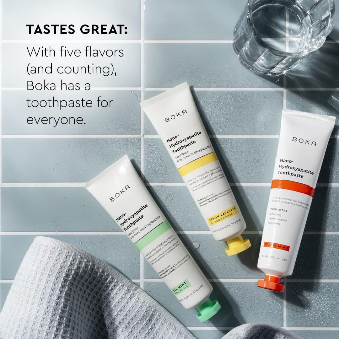 Boka Fluoride Free Toothpaste Nano Hydroxyapatite, Stocking Stuffers Remineralizing, Whitening - Dentist Recommended for Adult, Kids Oral Care Ela Mint Flavor, 4 Fl Oz 1Pk US Manufactured