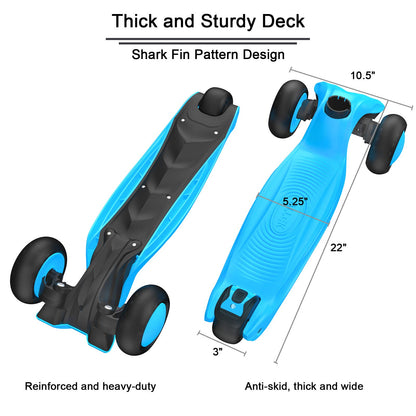 Allek Kick Scooter B03 for Kids (3-12 Years) — Style, Fun, and Safety on 3 Wheels with LED Lights, Adjustable Handlebar, and Reinforced Deck (Black)