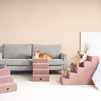 EHEYCIGA Dog Stairs for Bed 18”H, 4-Step Dog Steps for High Bed, Pet Steps for Small Dogs and Cats, Non-Slip Balanced Pet Ramp Indoor, Grey