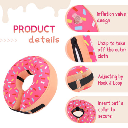 Supet Inflatable Dog Cone Collar Alternative After Surgery, Doggie Neck Donut Collar Recovery ECollar, Soft Dog Cone for Small Medium Large Dogs