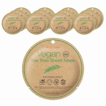 Purederm Vegan Aloe Sheet Masks (12 Packs) – Facial Sheet Mask for Soothing & Hydrating Treatment