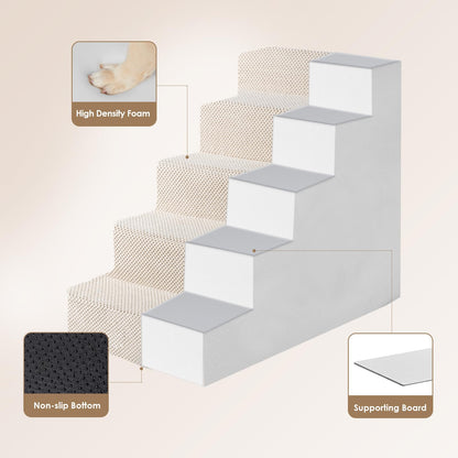 EHEYCIGA Dog Stairs for Bed 18”H, 4-Step Dog Steps for High Bed, Pet Steps for Small Dogs and Cats, Non-Slip Balanced Pet Ramp Indoor, Grey