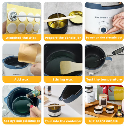 KQU Candle Making Kit for Candles, Home DIY Candle Wax Kit with Glass Jars for Adult, Candle Maker Kit with Wax Melter for Art & Craft