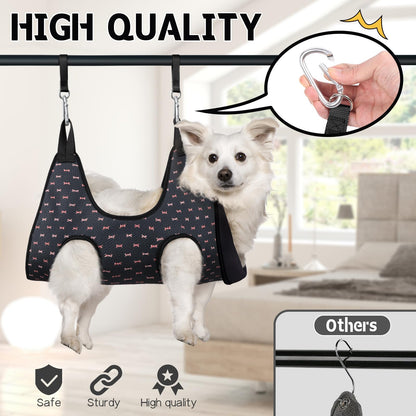 Supet Dog Grooming Hammock for Small Dogs Cat, Relaxation Pet Grooming Hammock Restraint for Nail Trimming (Coral Blue, S（ Legs Spacing：7-10.2" / Max W：15-35LBS）)