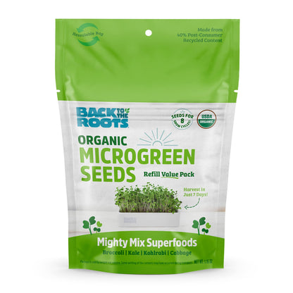 Back to the Roots Indoor Herb Garden Starter Kit, Basil, Mint and Cilantro - Includes seeds, soil and biochar