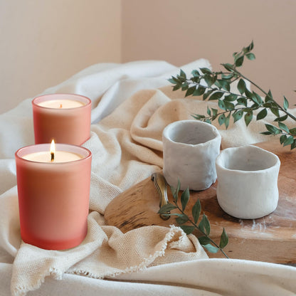 Thick Candle Jars for Making Candles 16 Pcs, 7 OZ Empty Jars with Wood Lids for Candle Making, Sample Container, Frosted White