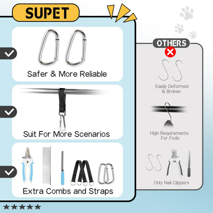 Supet Dog Grooming Hammock for Small Dogs Cat, Relaxation Pet Grooming Hammock Restraint for Nail Trimming (Coral Blue, S（ Legs Spacing：7-10.2" / Max W：15-35LBS）)