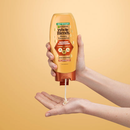 Garnier Whole Blends Honey Treasures Repairing Shampoo, for Dry, Damaged Hair, 22 Fl Oz, 2 Count (Packaging May Vary)