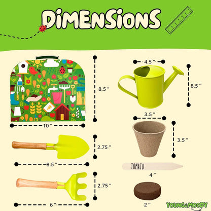 Kids Gardening Set | Kids Gardening Tools | 15 Pcs Toddler Gardening Set with Rake, Shovel, and Small Watering Can for Kids | Gardening Kit with Seeds | Educational Outside Toys for Kids