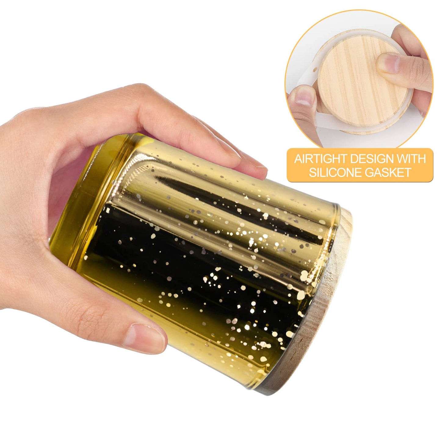 Thick Candle Jars for Making Candles 16 Pcs, 7 OZ Empty Jars with Wood Lids for Candle Making, Sample Container, Frosted White