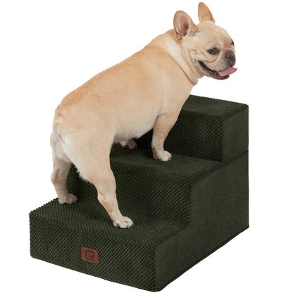 EHEYCIGA Dog Stairs for Bed 18”H, 4-Step Dog Steps for High Bed, Pet Steps for Small Dogs and Cats, Non-Slip Balanced Pet Ramp Indoor, Grey