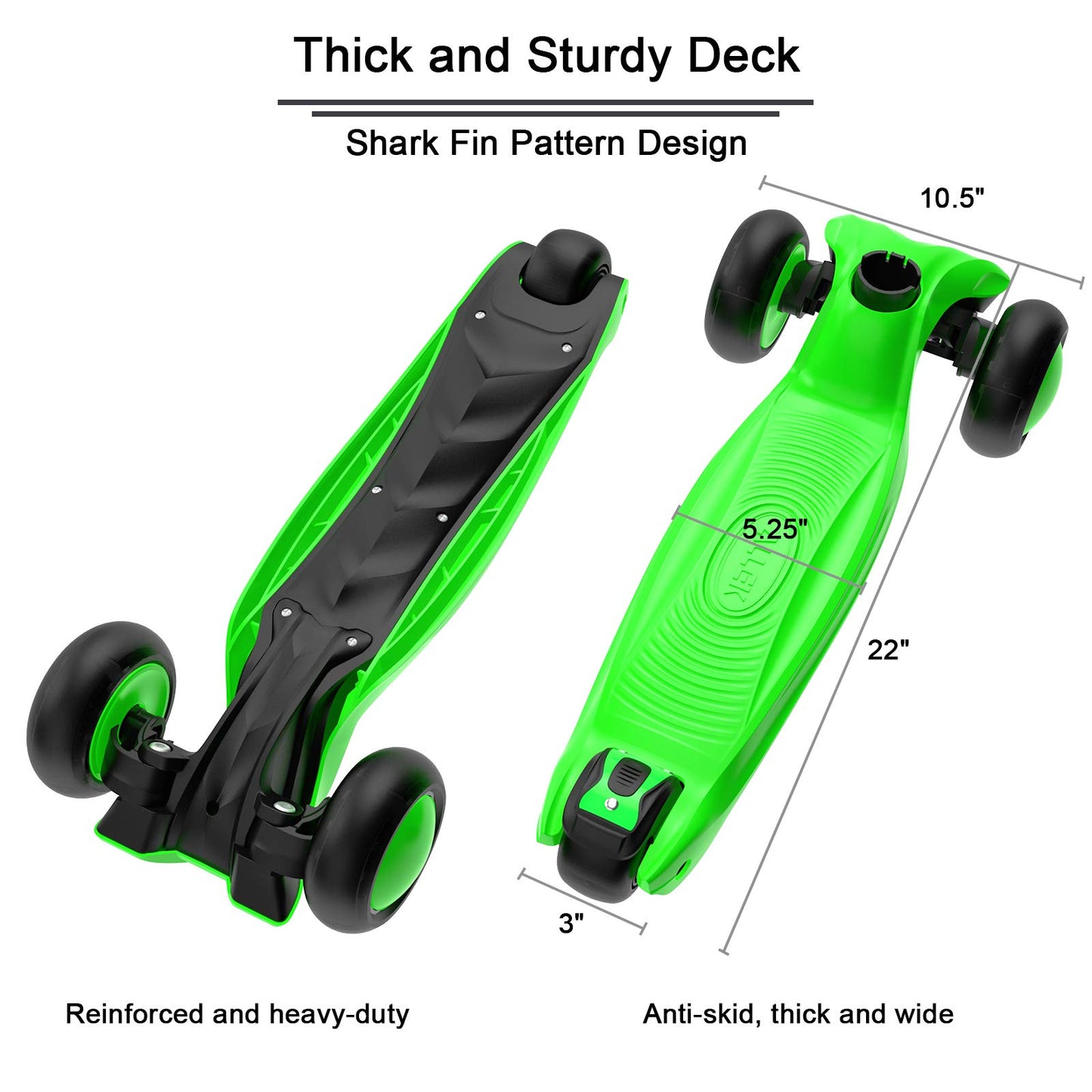 Allek Kick Scooter B03 for Kids (3-12 Years) — Style, Fun, and Safety on 3 Wheels with LED Lights, Adjustable Handlebar, and Reinforced Deck (Black)