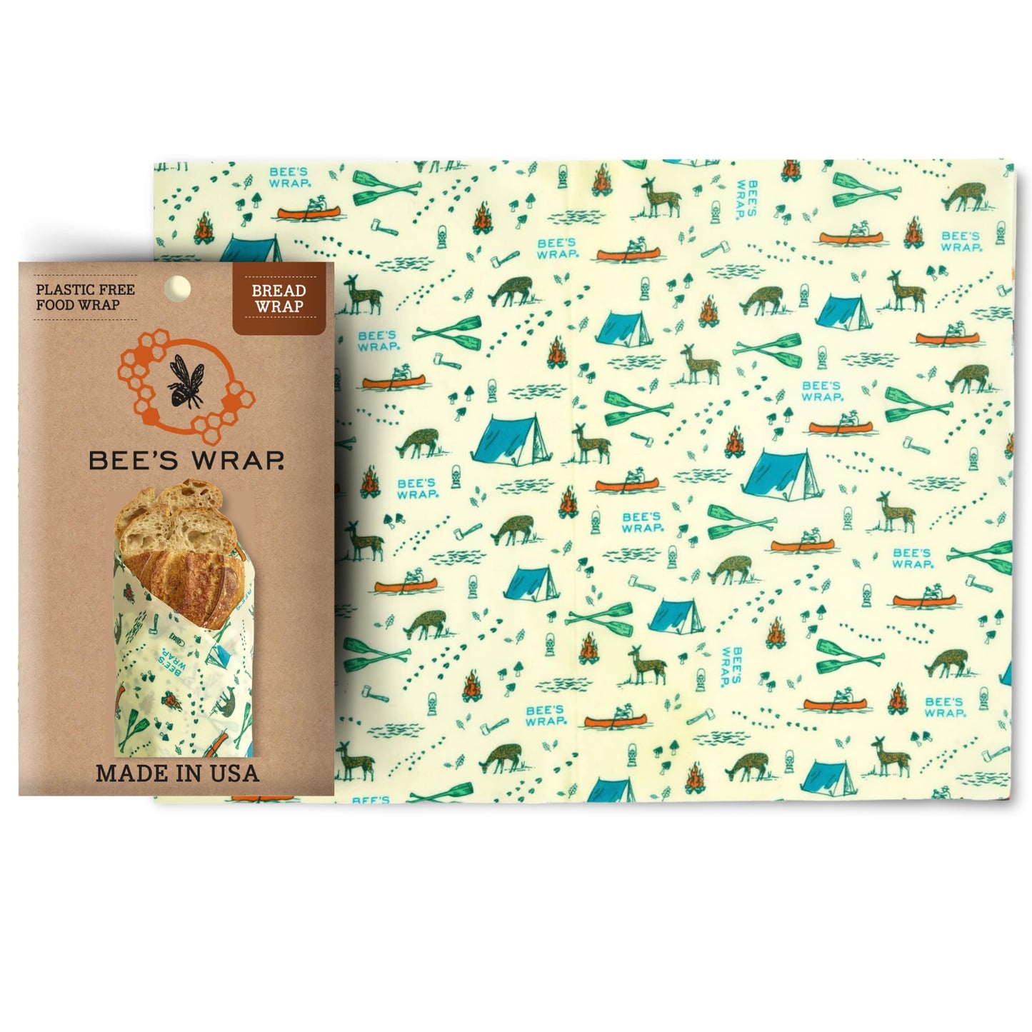 Bee's Wrap Reusable Vegan Alternative to Beeswax Food Wraps, Made in the USA, Eco Friendly Food Wraps, Sustainable Food Storage Containers, Organic Food Wraps, Bread Wrap for Homemade Bread, Vegan