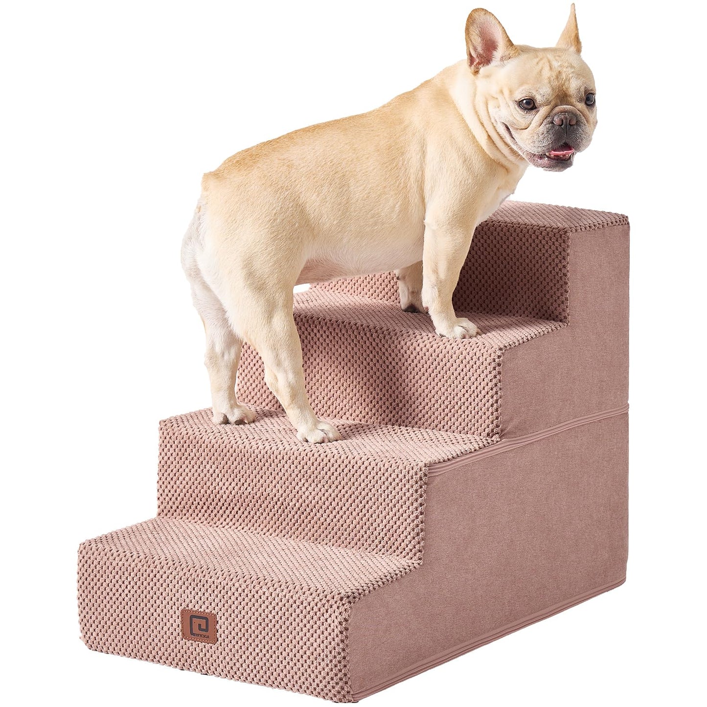 EHEYCIGA Dog Stairs for Bed 18”H, 4-Step Dog Steps for High Bed, Pet Steps for Small Dogs and Cats, Non-Slip Balanced Pet Ramp Indoor, Grey