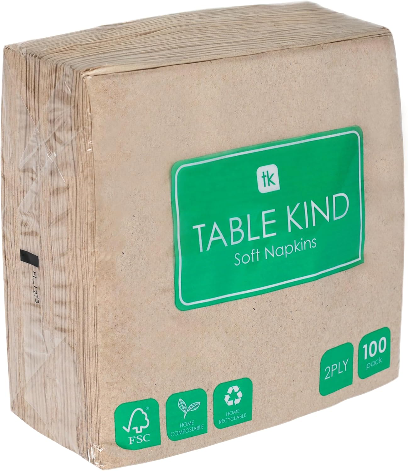 TABLE KIND | Paquete de 100 servilletas de papel reciclado suave, servilletas desechables para fiestas, color marrón, catering y uso diario, sin blanquear, compostables, 2 capas, 33 cm