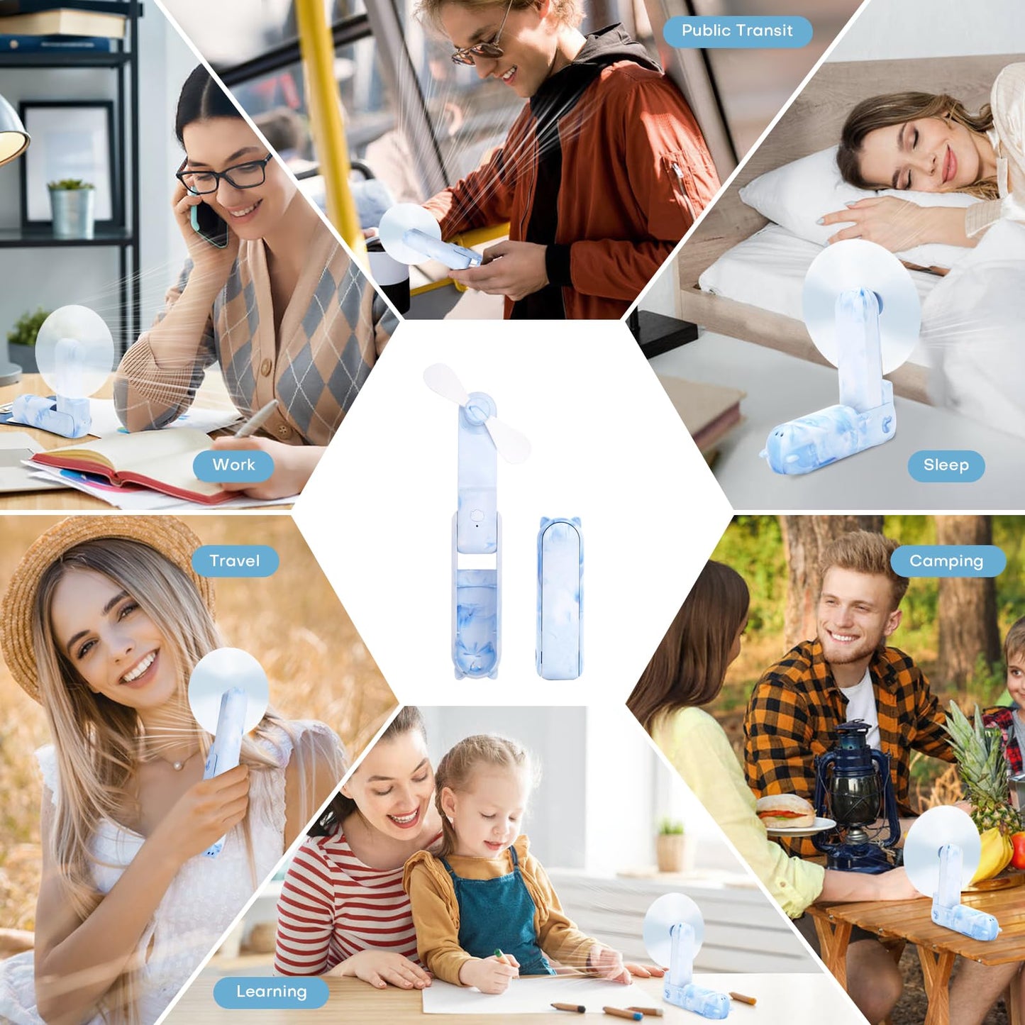 OHLGT Mini Ventilador Portátil: Silencioso, Recargable y Power Bank (9-15h)