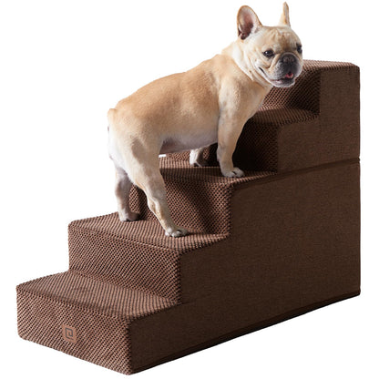 EHEYCIGA Dog Stairs for Bed 18”H, 4-Step Dog Steps for High Bed, Pet Steps for Small Dogs and Cats, Non-Slip Balanced Pet Ramp Indoor, Grey