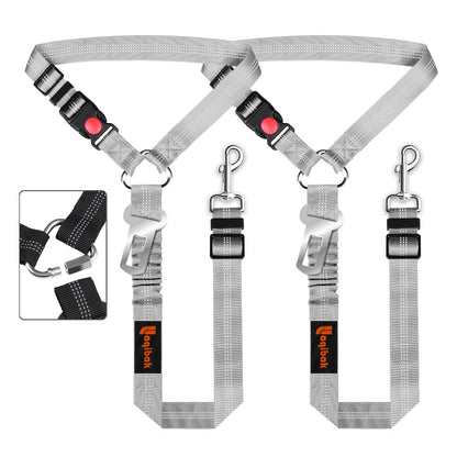 Removable Dog Seat Belt Harness for Car, 3 in 1 Pet Dog Car Seatbelt Leash, Retractable Restraint Secures to Vehicle Headrest & Adjustable Reflective Bungee Dog Seatbelt Tether, Blue and Black