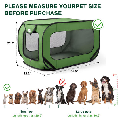 Love's cabin 36in Portable Large Dog Bed - Pop Up Dog Kennel, Indoor Outdoor Crate for Pets, Portable Car Seat Kennel, Cat Bed Collection, Grey