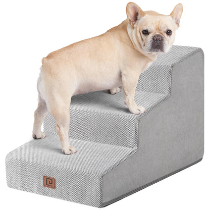 EHEYCIGA Dog Stairs for Bed 18”H, 4-Step Dog Steps for High Bed, Pet Steps for Small Dogs and Cats, Non-Slip Balanced Pet Ramp Indoor, Grey