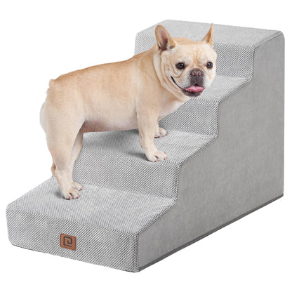 EHEYCIGA Dog Stairs for Bed 18”H, 4-Step Dog Steps for High Bed, Pet Steps for Small Dogs and Cats, Non-Slip Balanced Pet Ramp Indoor, Grey