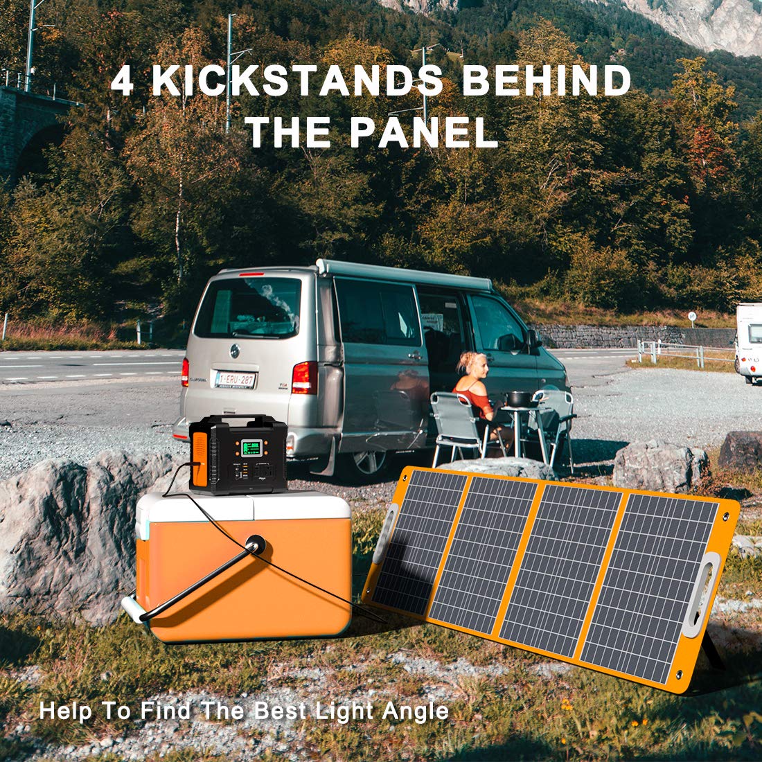 Foldable Solar Panel, FF FLASHFISH 18V/60W Portable Solar Charger Charge for Portable Power Station, Phone, Laptop, with DC Output, 45W USB-C, QC3.0 Port When Camping Fishing Van RV Road Trip