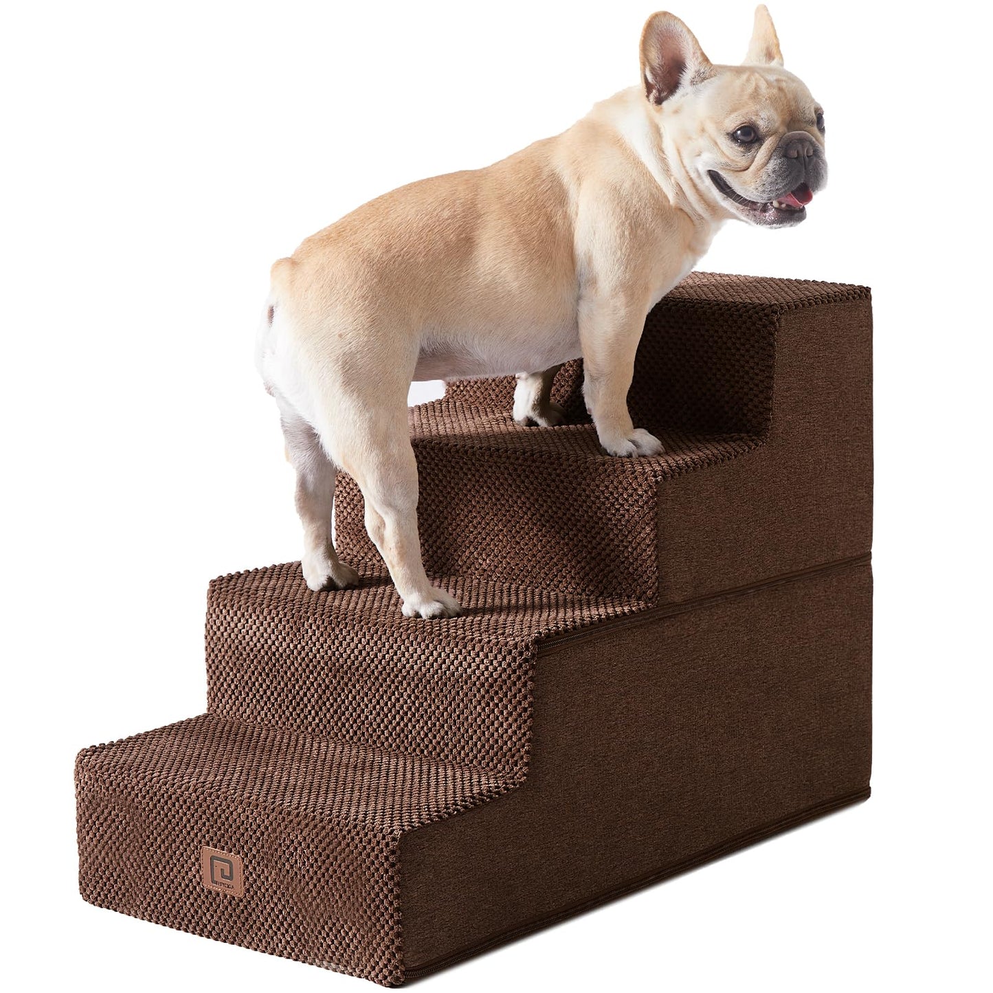 EHEYCIGA Dog Stairs for Bed 18”H, 4-Step Dog Steps for High Bed, Pet Steps for Small Dogs and Cats, Non-Slip Balanced Pet Ramp Indoor, Grey