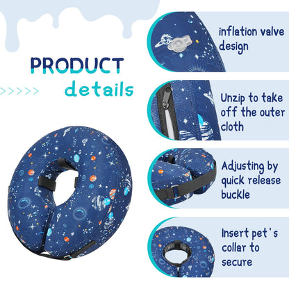 Supet Inflatable Dog Cone Collar Alternative After Surgery, Doggie Neck Donut Collar Recovery ECollar, Soft Dog Cone for Small Medium Large Dogs