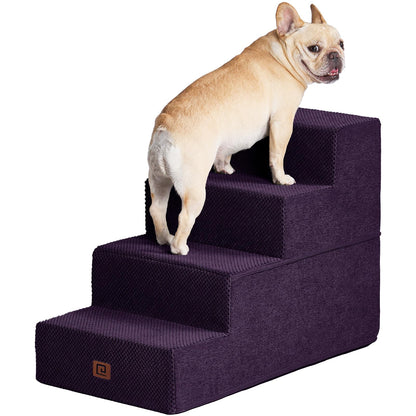 EHEYCIGA Dog Stairs for Bed 18”H, 4-Step Dog Steps for High Bed, Pet Steps for Small Dogs and Cats, Non-Slip Balanced Pet Ramp Indoor, Grey