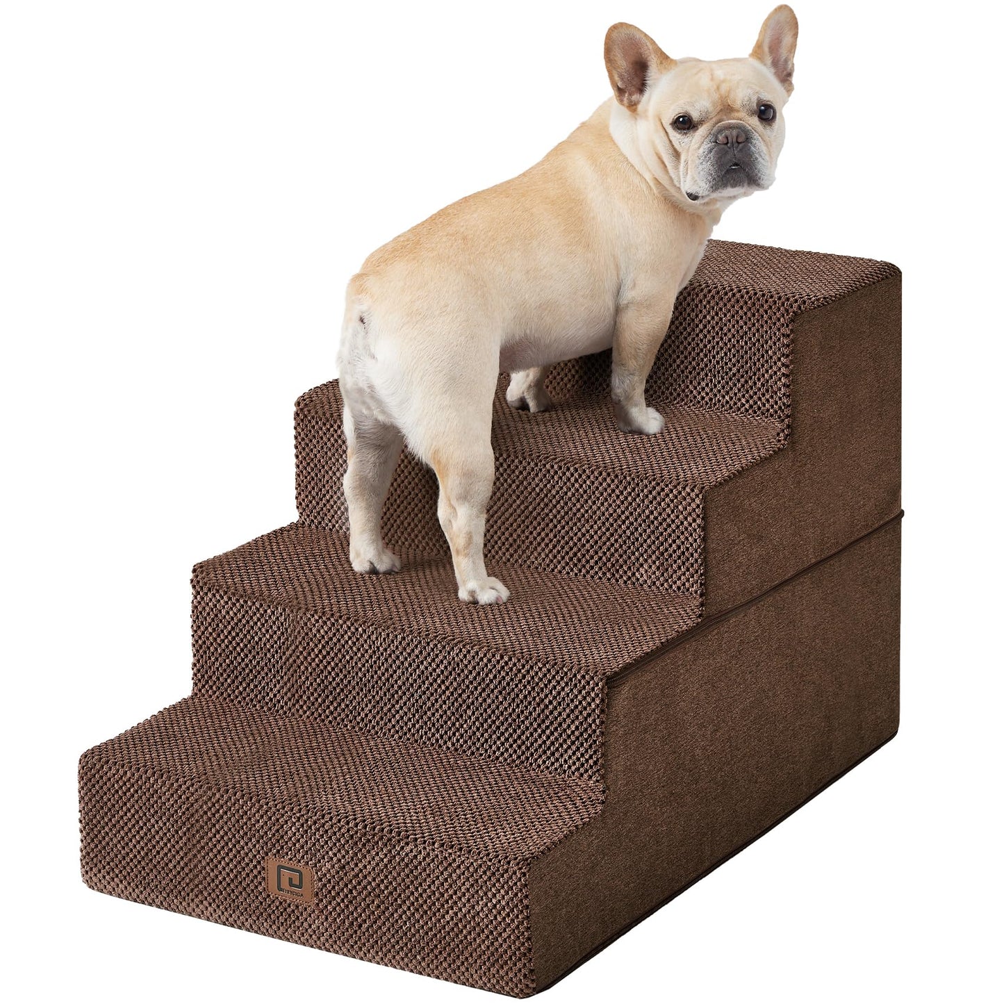 EHEYCIGA Dog Stairs for Bed 18”H, 4-Step Dog Steps for High Bed, Pet Steps for Small Dogs and Cats, Non-Slip Balanced Pet Ramp Indoor, Grey