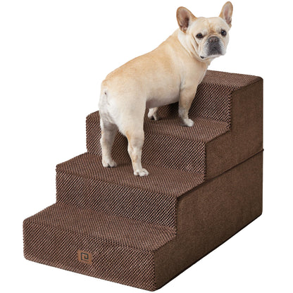 EHEYCIGA Dog Stairs for Bed 18”H, 4-Step Dog Steps for High Bed, Pet Steps for Small Dogs and Cats, Non-Slip Balanced Pet Ramp Indoor, Grey