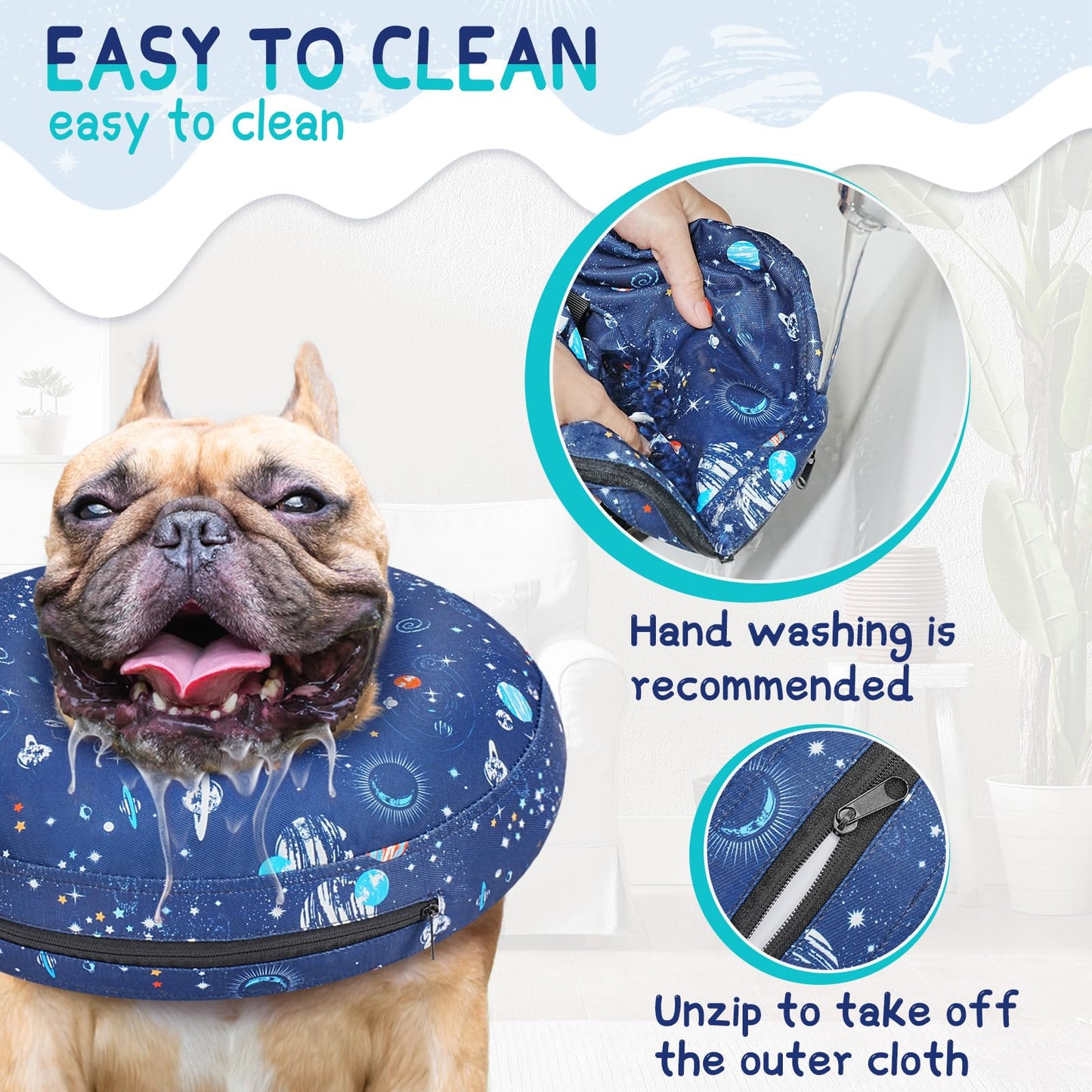 Supet Inflatable Dog Cone Collar Alternative After Surgery, Doggie Neck Donut Collar Recovery ECollar, Soft Dog Cone for Small Medium Large Dogs