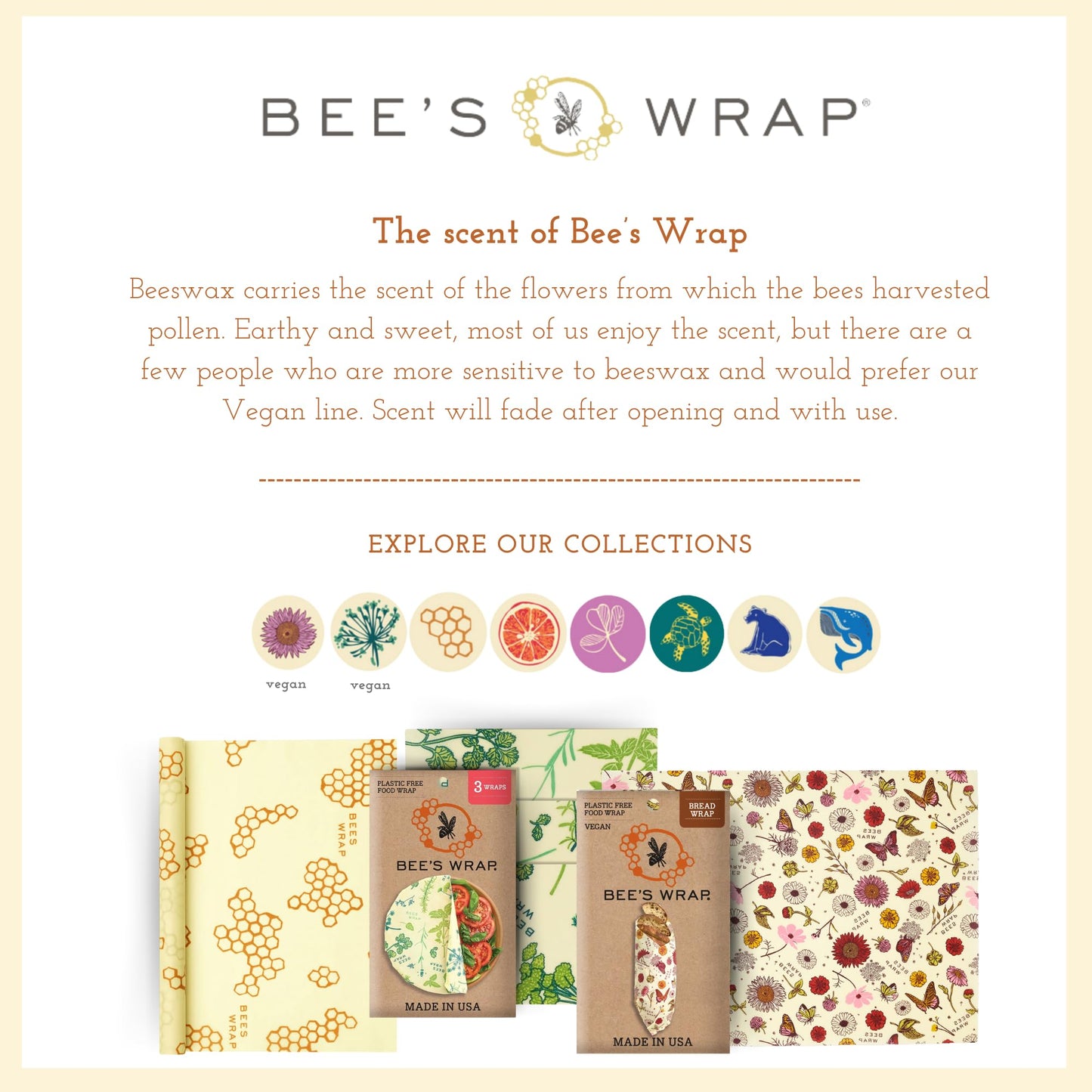 Bee's Wrap Reusable Vegan Alternative to Beeswax Food Wraps, Made in the USA, Eco Friendly Food Wraps, Sustainable Food Storage Containers, Organic Food Wraps, Bread Wrap for Homemade Bread, Vegan