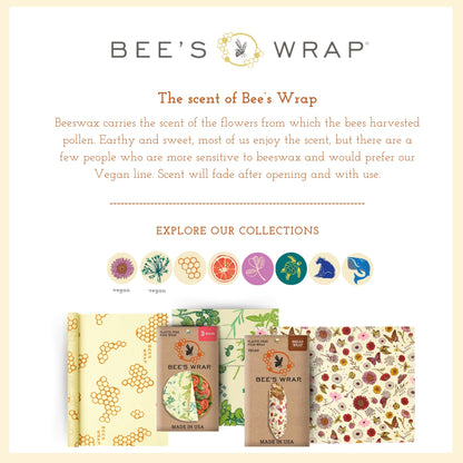 Bee's Wrap Reusable Vegan Alternative to Beeswax Food Wraps, Made in the USA, Eco Friendly Food Wraps, Sustainable Food Storage Containers, Organic Food Wraps, Bread Wrap for Homemade Bread, Vegan