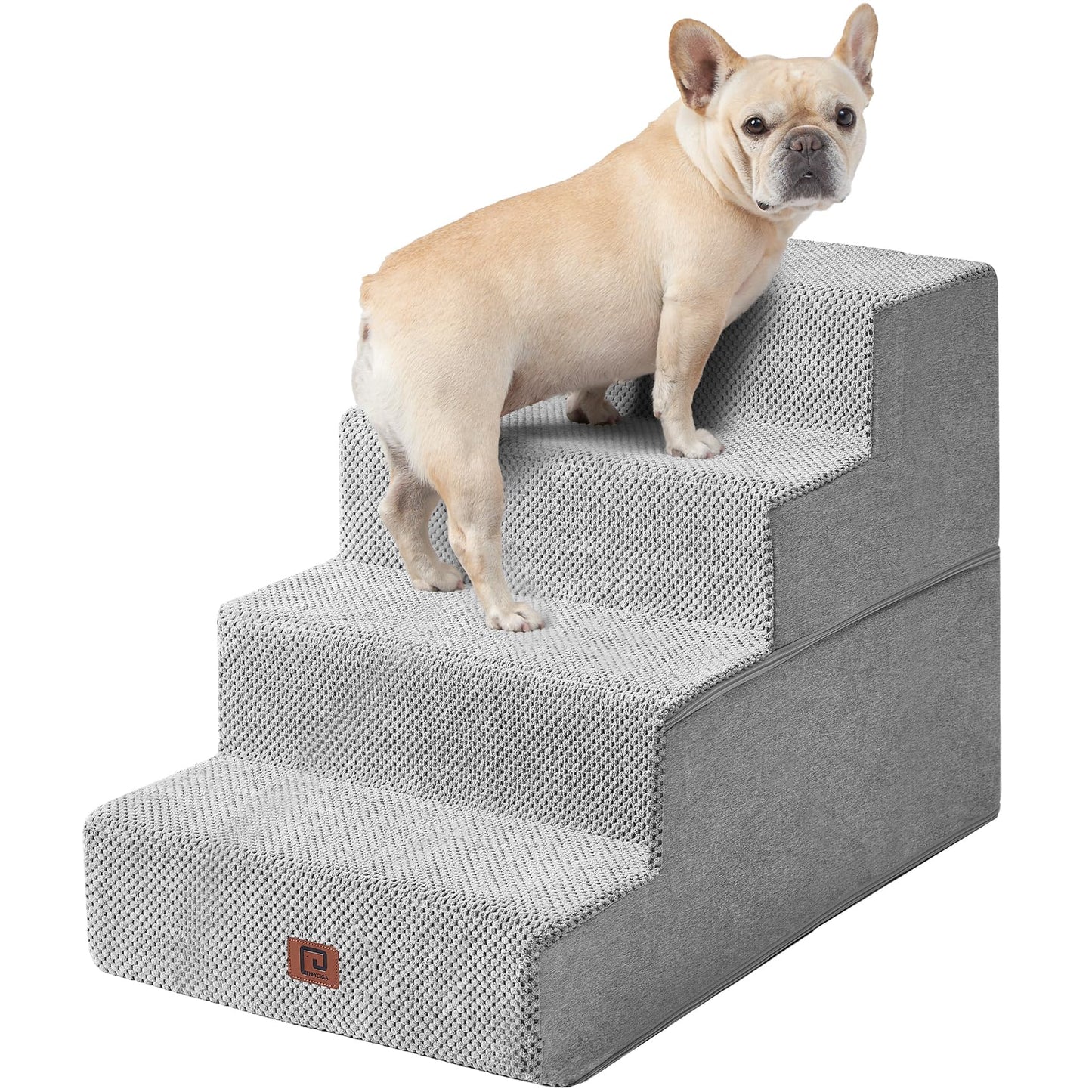 EHEYCIGA Dog Stairs for Bed 18”H, 4-Step Dog Steps for High Bed, Pet Steps for Small Dogs and Cats, Non-Slip Balanced Pet Ramp Indoor, Grey