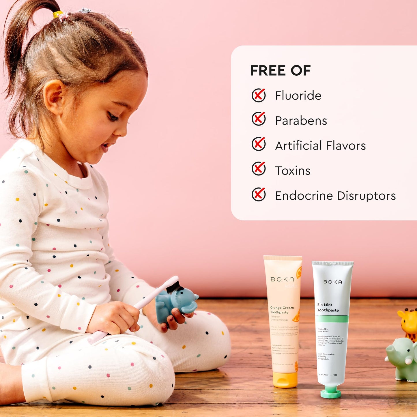 Boka Fluoride Free Toothpaste Nano Hydroxyapatite, Stocking Stuffers Remineralizing, Whitening - Dentist Recommended for Adult, Kids Oral Care Ela Mint Flavor, 4 Fl Oz 1Pk US Manufactured