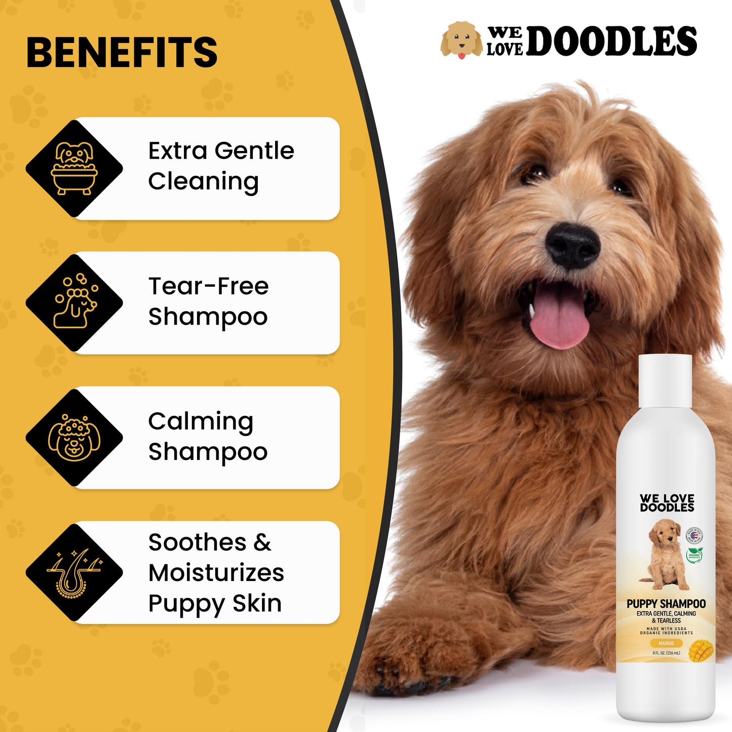 Puppy Shampoo & Conditioner | Made in USA | Organic Ingredients | Tear Free | Best Shampoo for Puppies | Sensitive & Itchy Skin Wash | Oatmeal Bathing | Tearless, Ocean Breeze, 8oz [We Love Doodles]