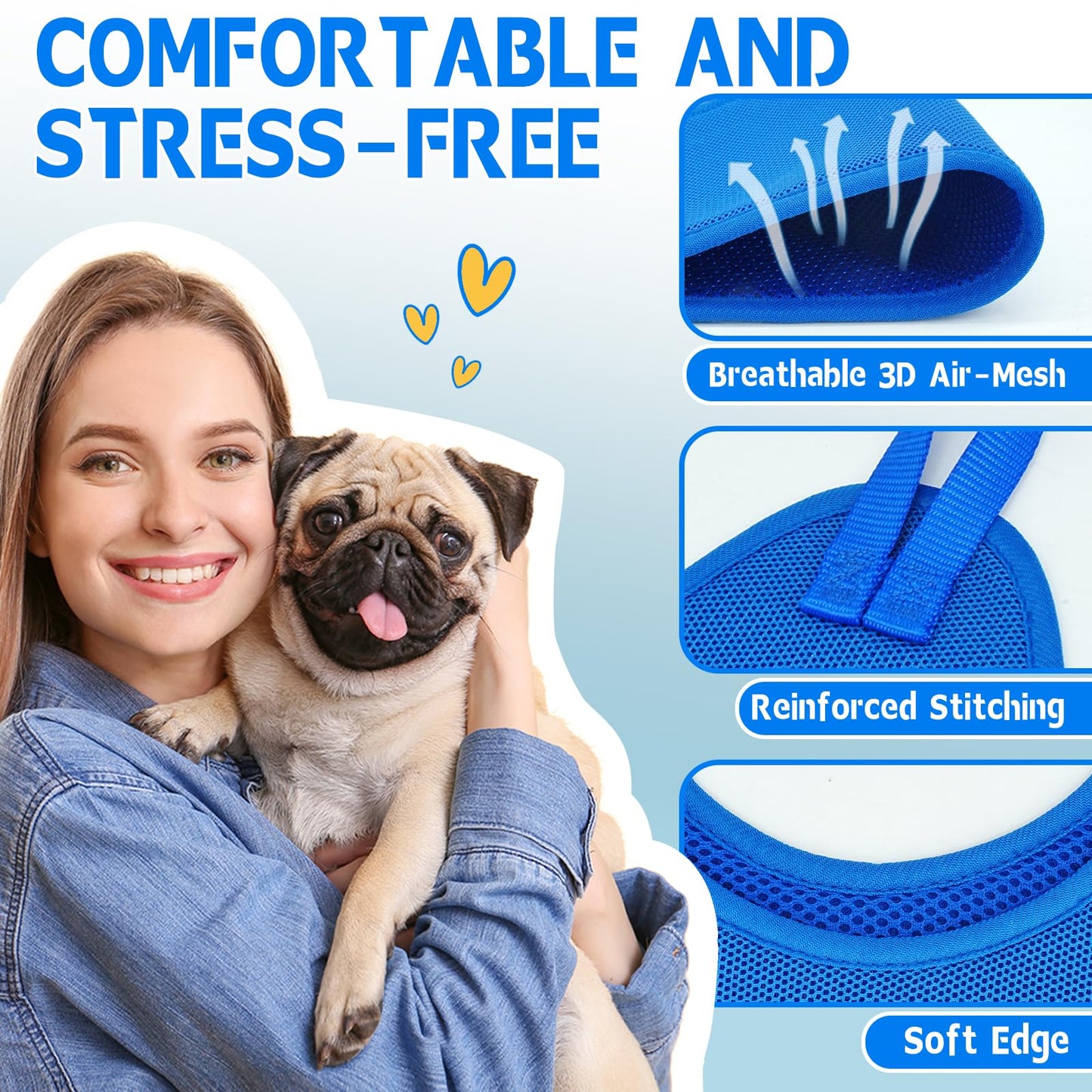 Supet Dog Grooming Hammock for Small Dogs Cat, Relaxation Pet Grooming Hammock Restraint for Nail Trimming (Coral Blue, S（ Legs Spacing：7-10.2" / Max W：15-35LBS）)