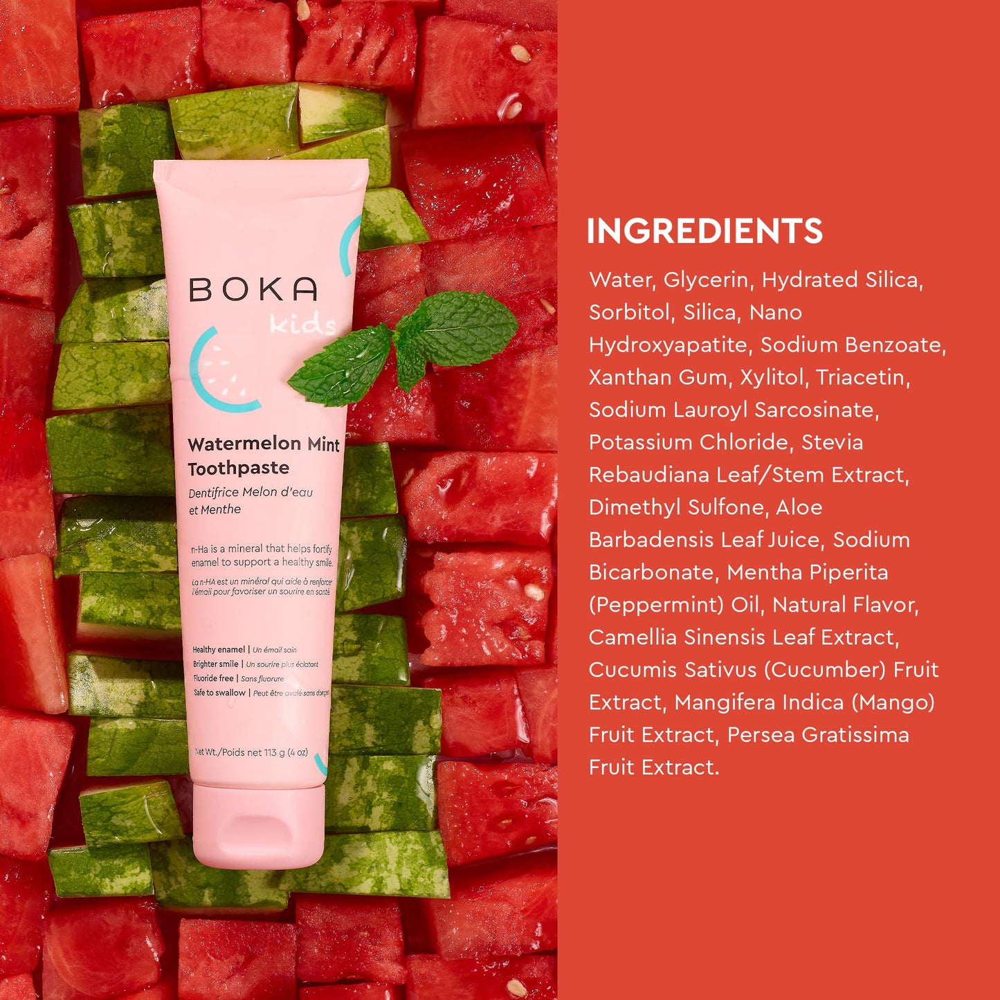 Boka Fluoride Free Toothpaste Nano Hydroxyapatite, Stocking Stuffers Remineralizing, Whitening - Dentist Recommended for Adult, Kids Oral Care Ela Mint Flavor, 4 Fl Oz 1Pk US Manufactured